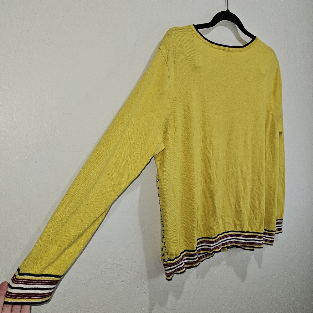 Talbots Women's Size 1X Yellow Geo Print Patterned Charming Cardigan Layering - Picture 11 of 14